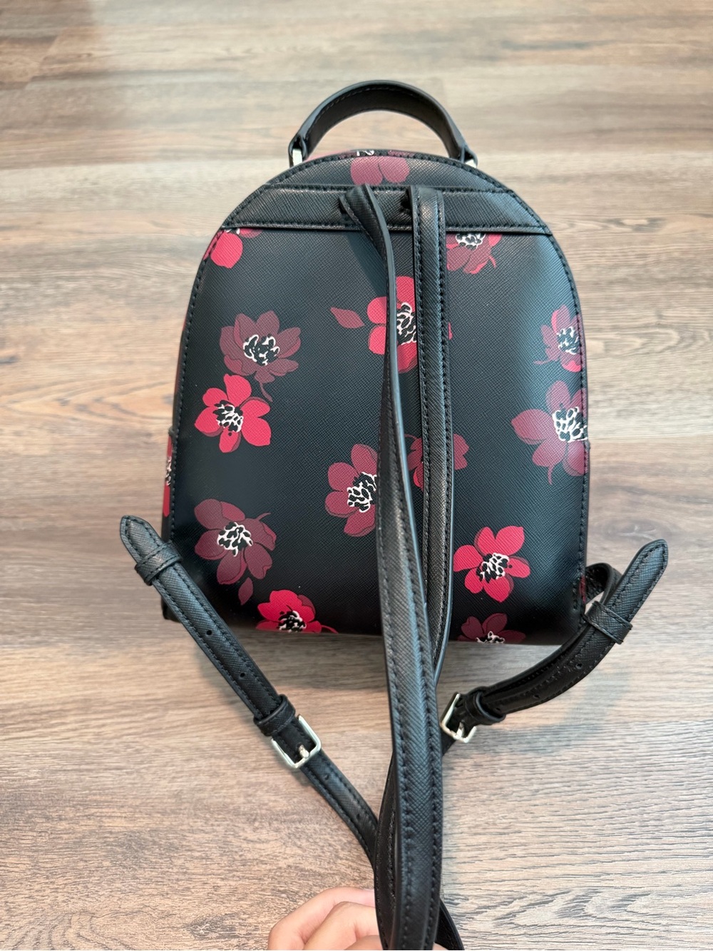 Kate Spade New York Perry Small Backpack Black Dancing Blooms Floral Print - Picture 5 of 11